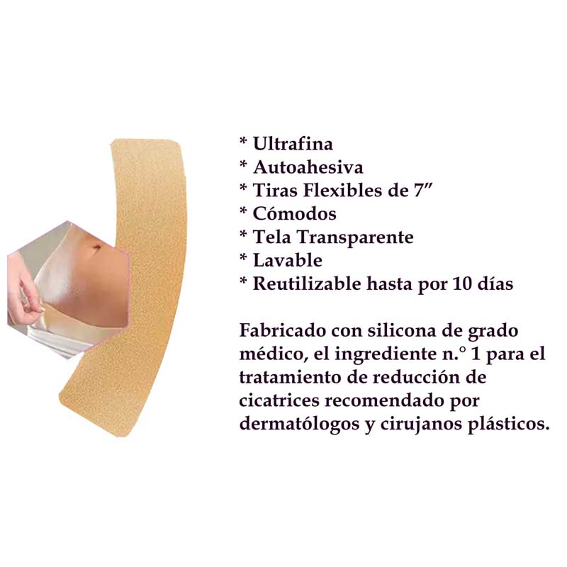 Parches de Silicon ScarAway Elimina Cicatrices de Cesareas 4pzs