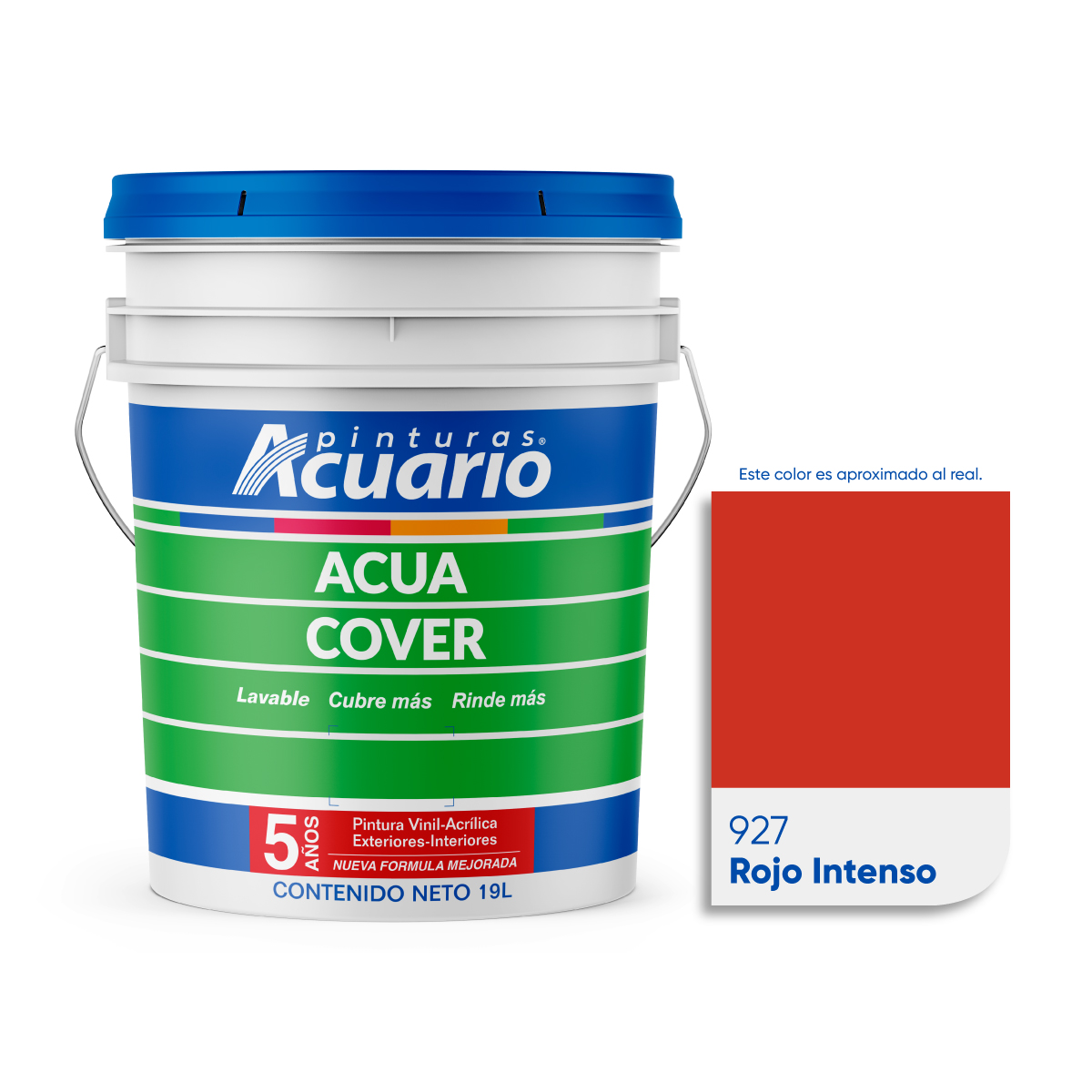 Pintura Vinílica Lavable Acuario Acua Cover 3 Años 19 Litros Rojo Intenso