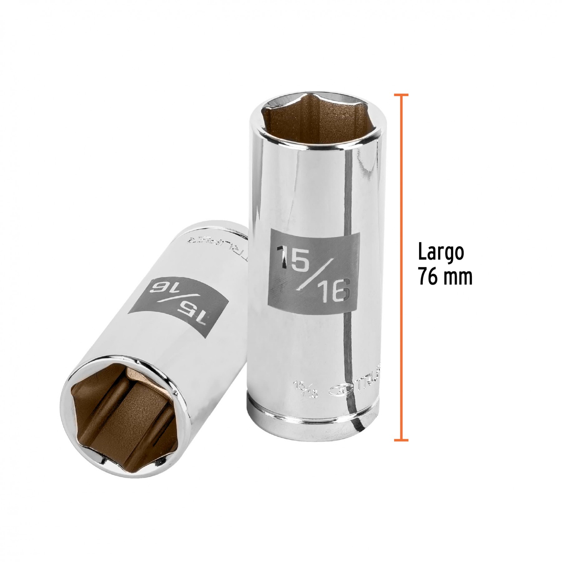 DADO LARGO DE 15/16", 6 PUNTAS, CUADRO 1/2", TRUPER 13332