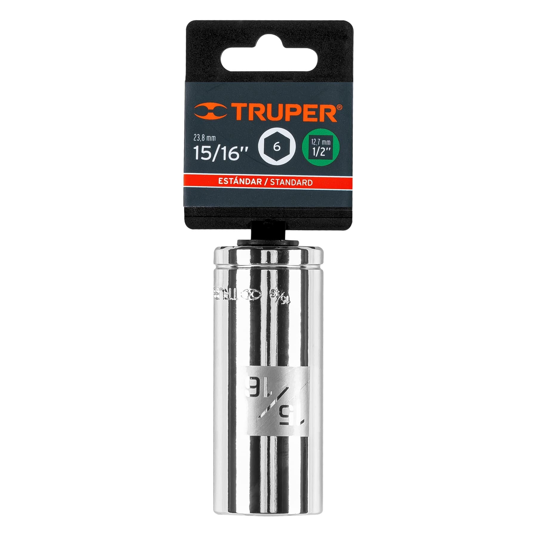 DADO LARGO DE 15/16", 6 PUNTAS, CUADRO 1/2", TRUPER 13332