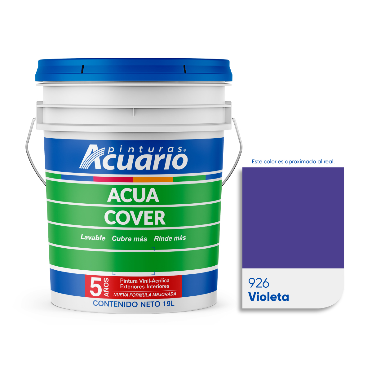 Pintura Vinílica Lavable Acuario Acua Cover 3 Años 19 Litros Violeta