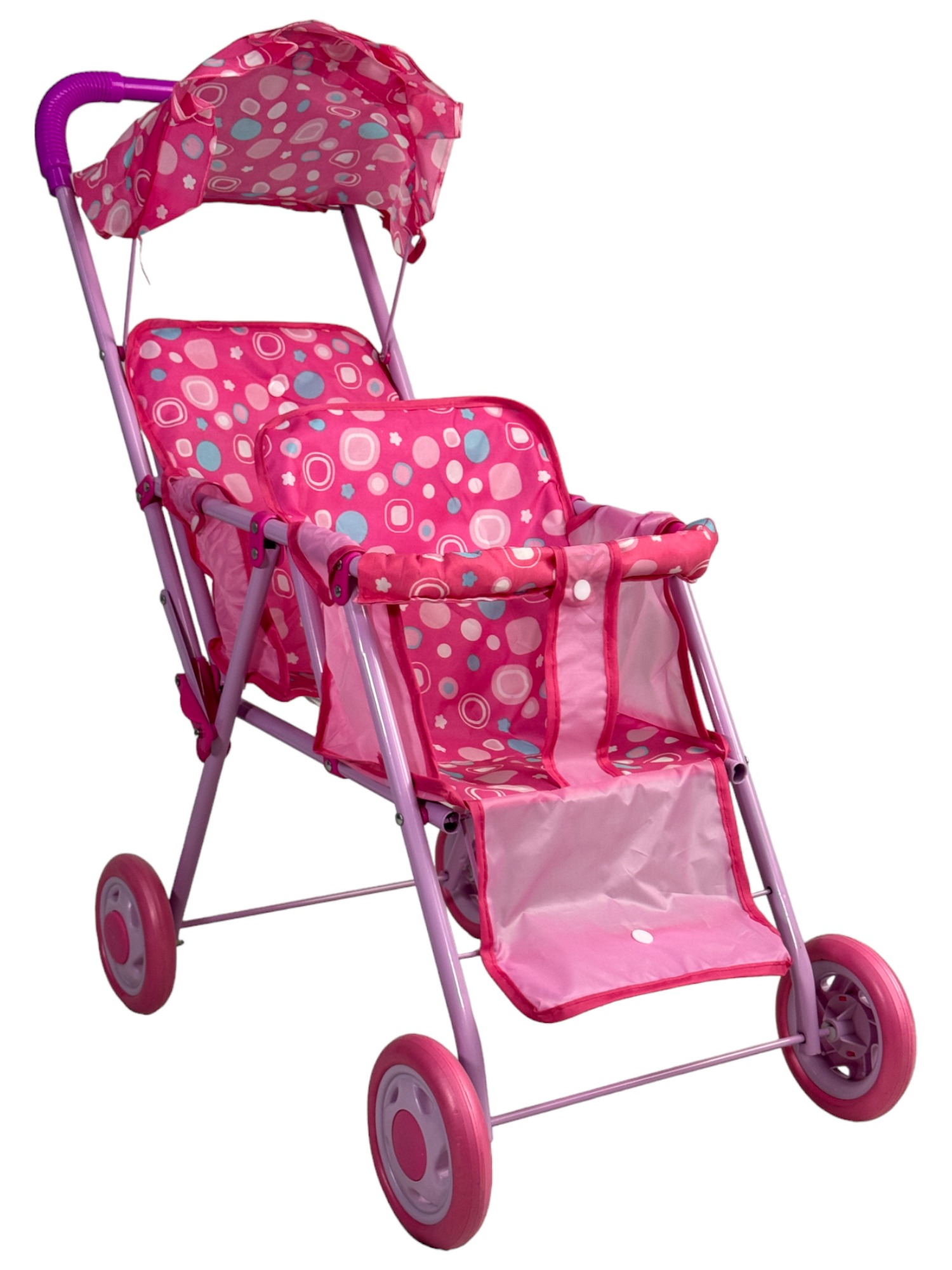 Carriola para Muñecas de Juguete Plegable Doble Gemelar  - Rosa.