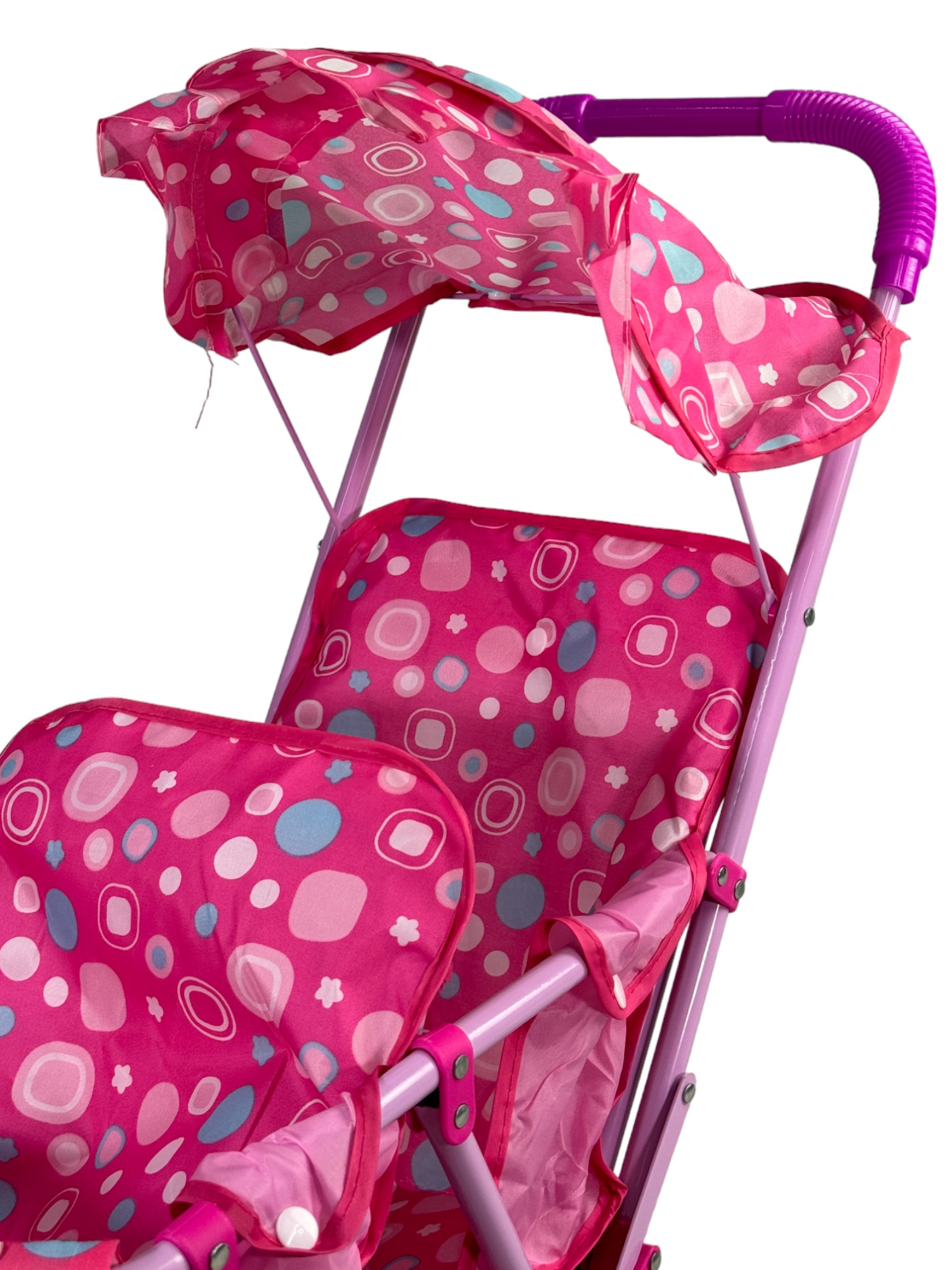 Carriola para Muñecas de Juguete Plegable Doble Gemelar  - Rosa.