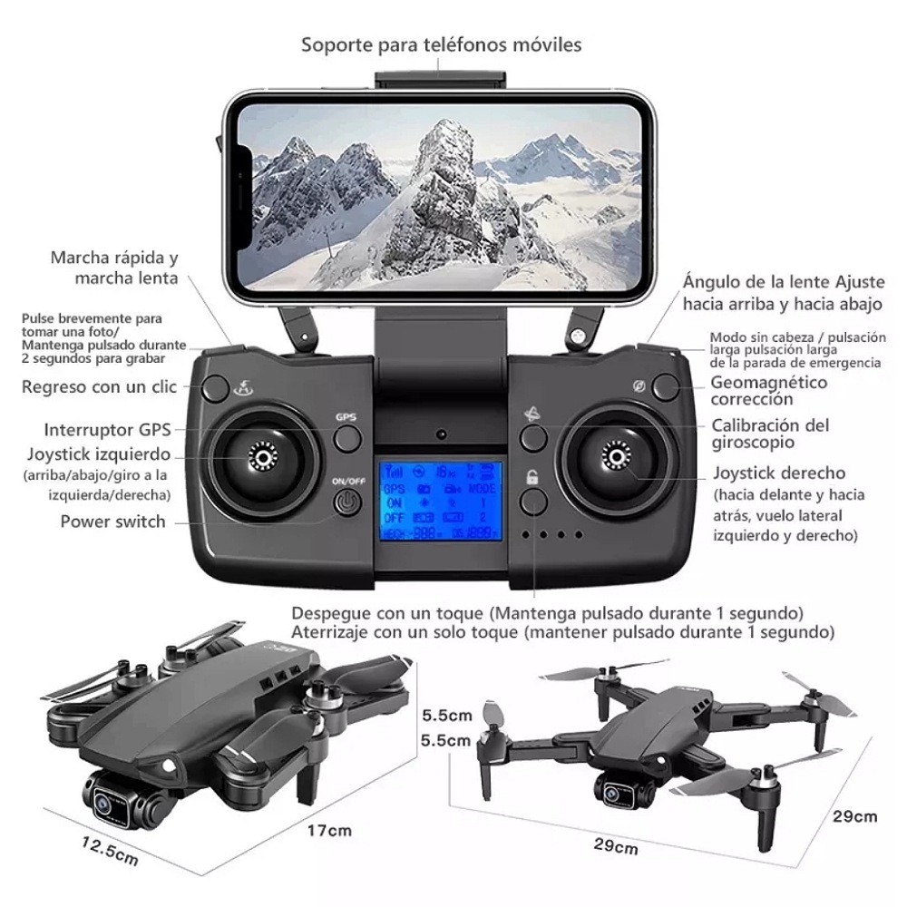 Mini drone Axnen L900 PRO SE con cámara 4K negro 5GHz 2 baterías