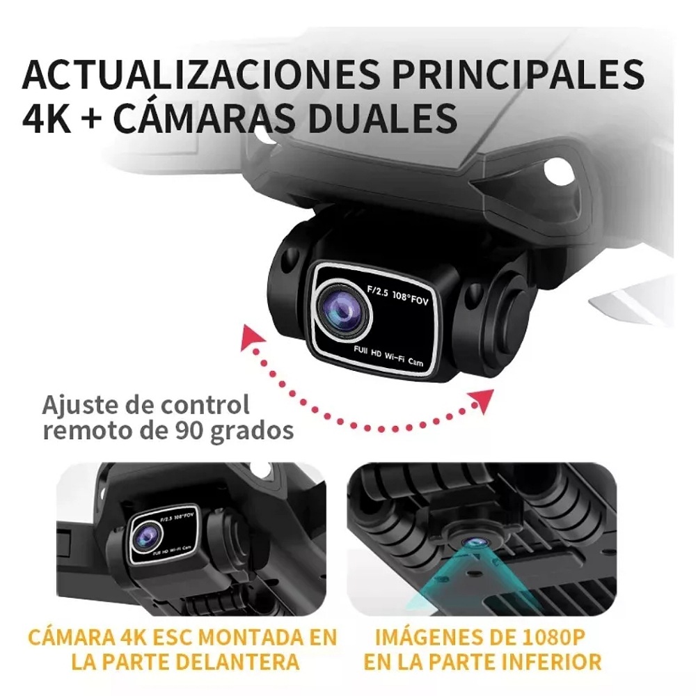 Mini drone Axnen L900 PRO SE con cámara 4K negro 5GHz 2 baterías