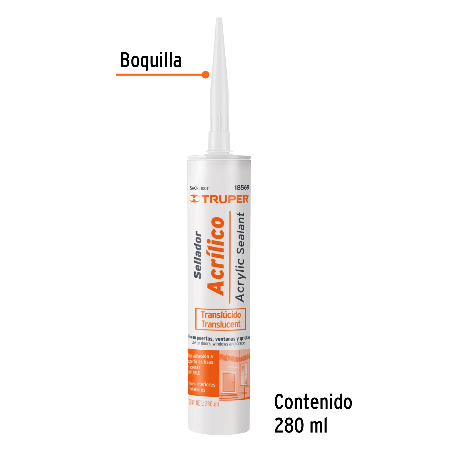 SELLADOR ACRILICO DE 280 ML, TRANSPARENTE, TRUPER 18569