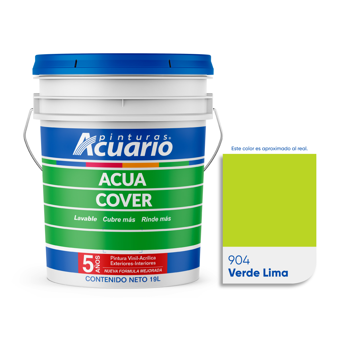 Pintura Vinílica Lavable Acuario Acua Cover 3 Años 19 Litros Verde Lima