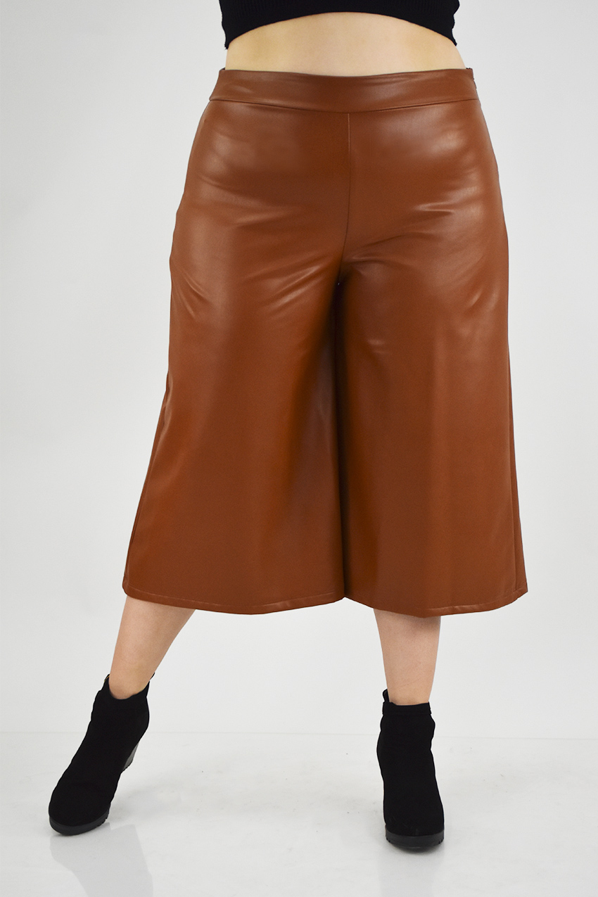 Pantalón culotte vinipiel Roman Fashion /Tallas Extras, 2551 (Cafe) 