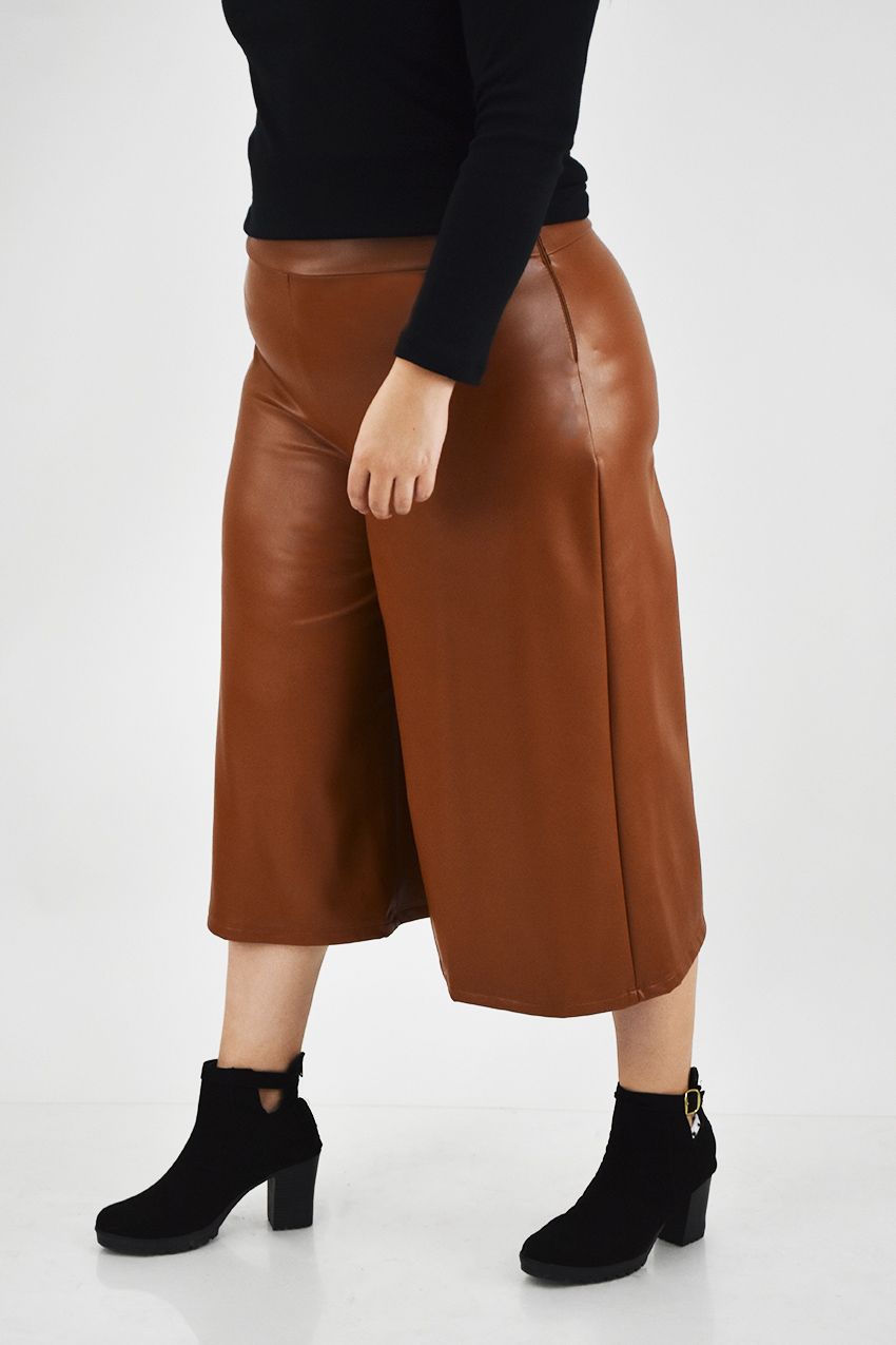 Pantalón culotte vinipiel Roman Fashion /Tallas Extras, 2551 (Cafe) 