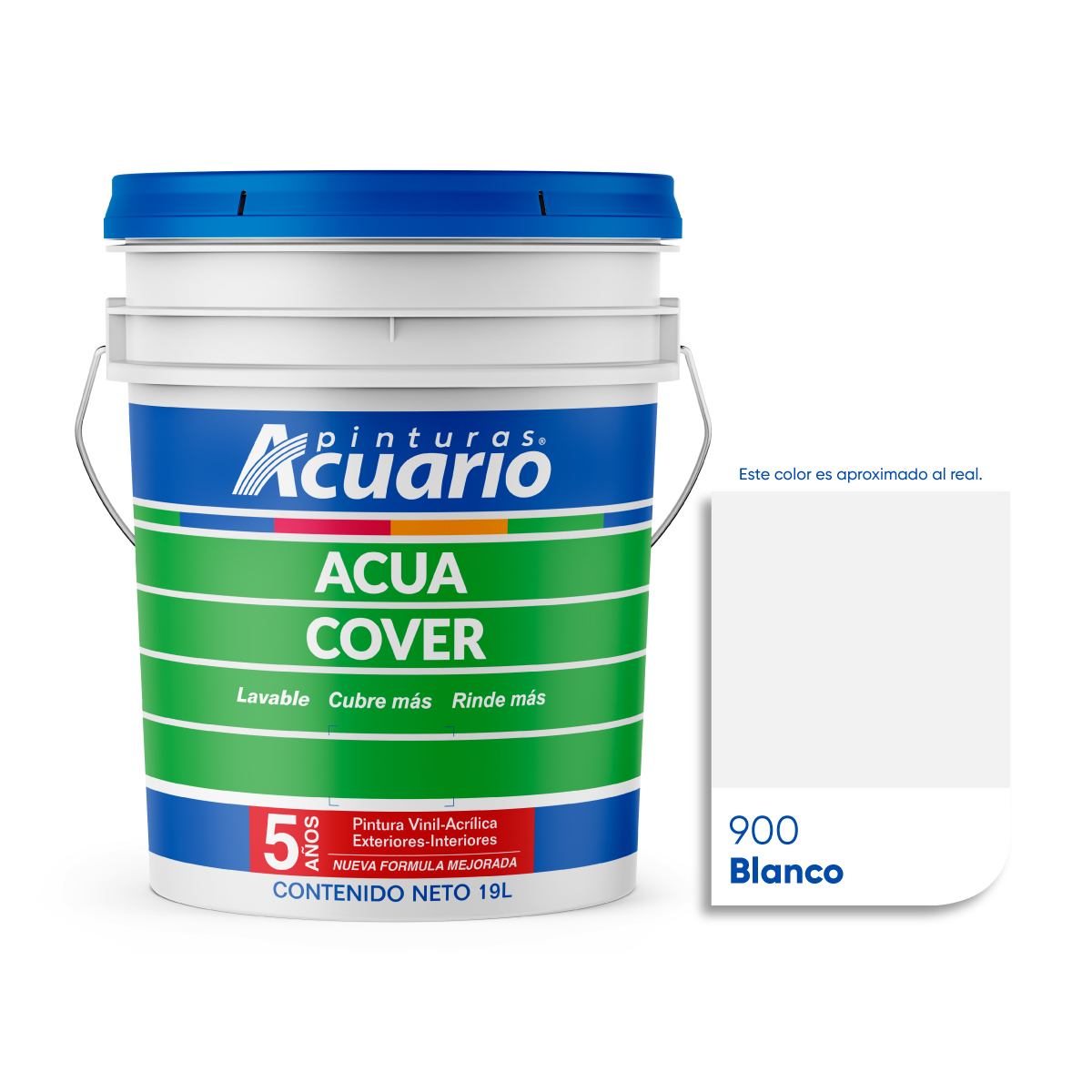 Pintura Vinílica Lavable Acuario Acua Cover 3 Años 19 Litros Blanco