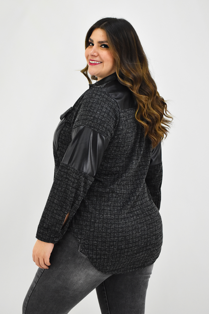 Sobre camisa cuadros Roman Fashion /Tallas Extras, 8051 (Gris obscuro) 