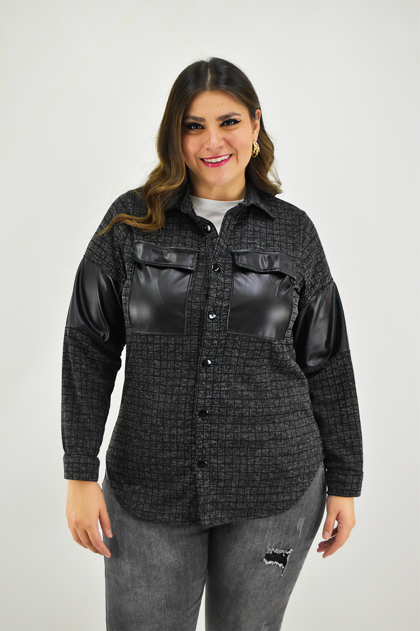 Sobre camisa cuadros Roman Fashion /Tallas Extras, 8051 (Gris obscuro) 
