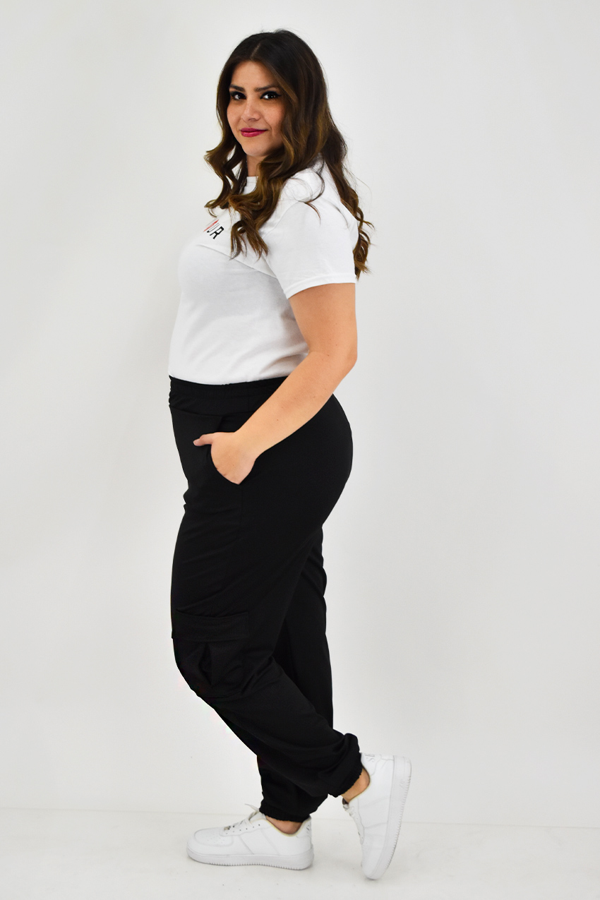 Pantalon tipo jogger Roman Fashion /Tallas Extras, 7028 (Negro) 