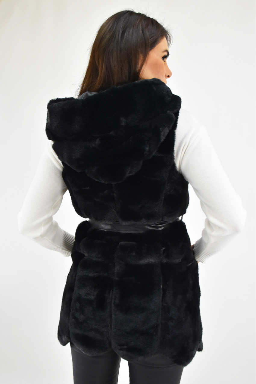 Chaleco de peluche con cinto Juvenil, 2410 (Negro) 