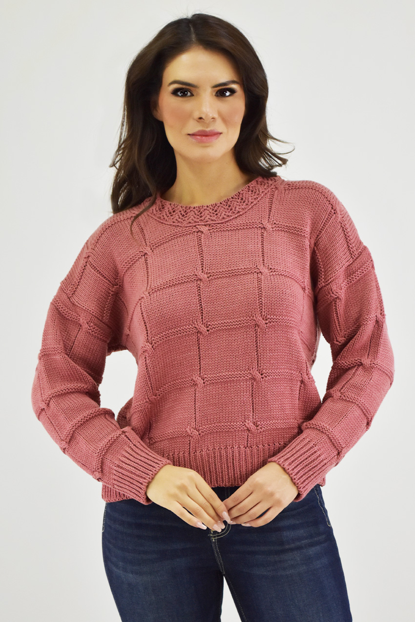 Sueter tejido cuadrado Roman Fashion /Juvenil, 3443 (Coral) 