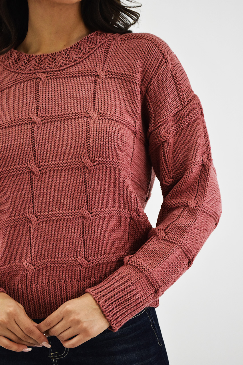 Sueter tejido cuadrado Roman Fashion /Juvenil, 3443 (Coral) 