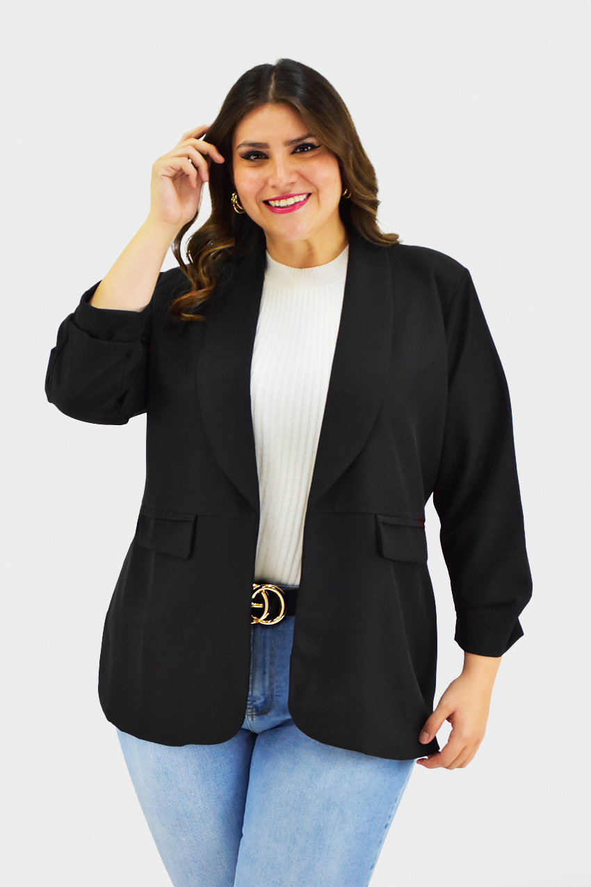 Blazer manga 3/4 Roman Fashion /Tallas Extras, 12255 (Negro) 