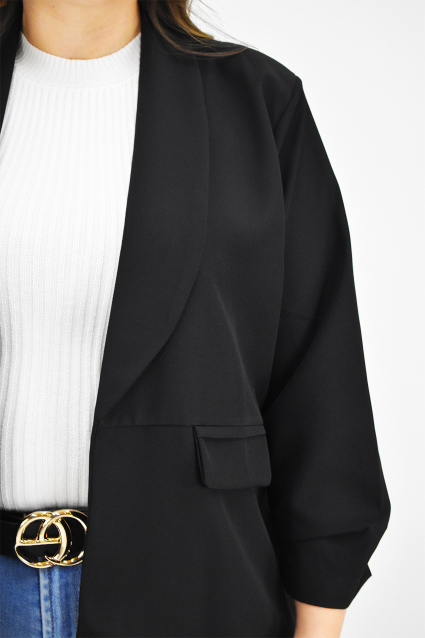Blazer manga 3/4 Roman Fashion /Tallas Extras, 12255 (Negro) 