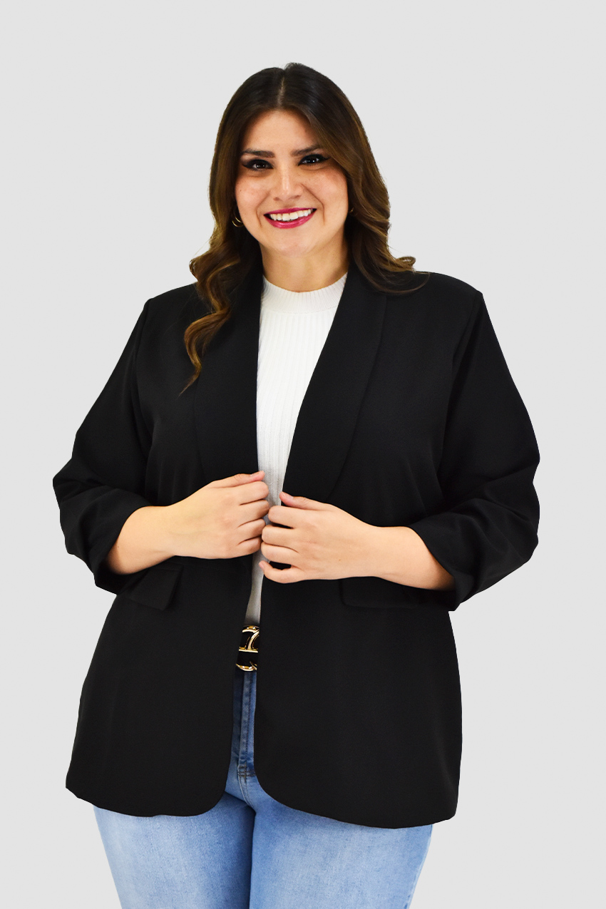 Blazer manga 3/4 Roman Fashion /Tallas Extras, 12255 (Negro) 