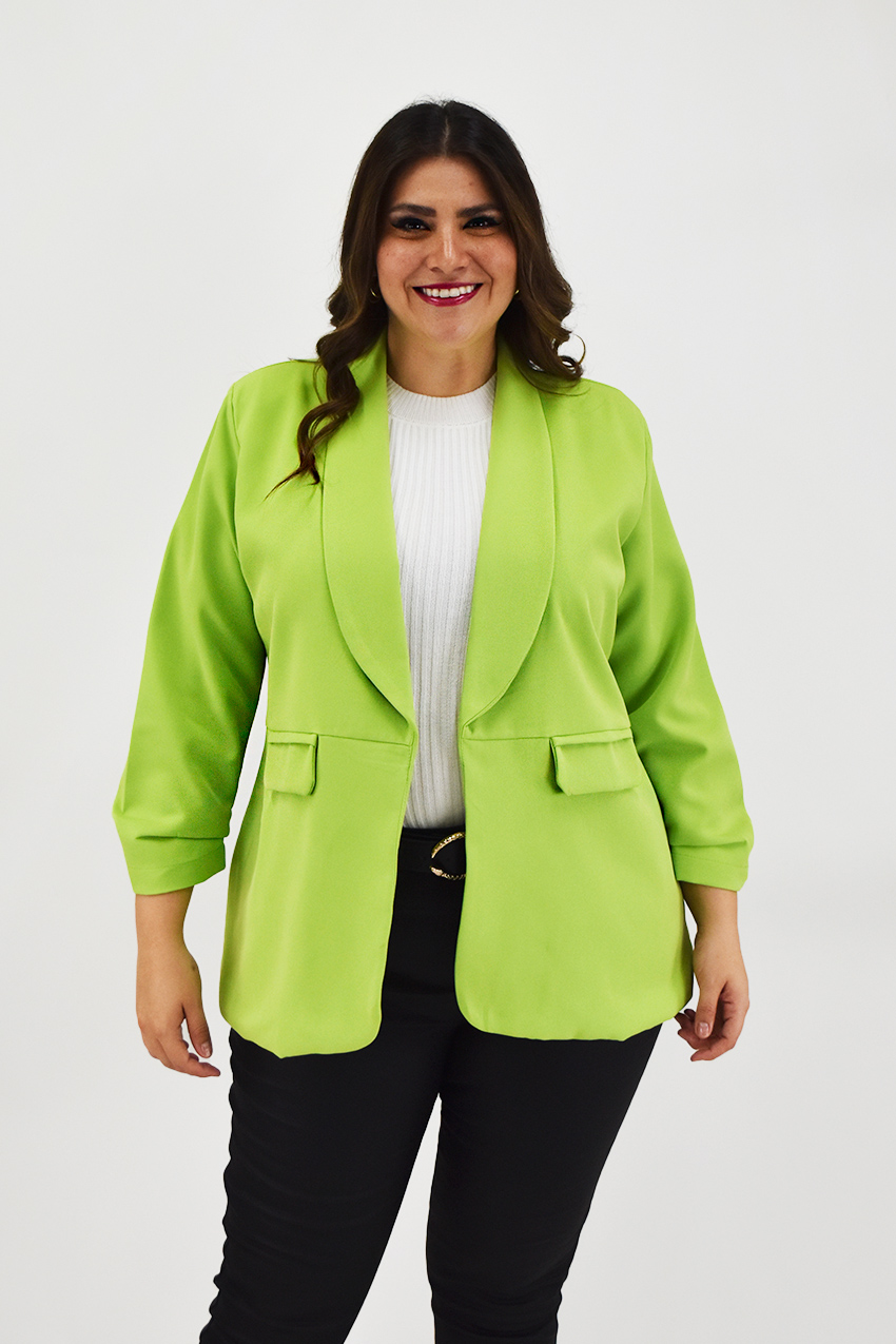 Blazer manga 3/4 Roman Fashion /Tallas Extras, 12255 (Verde limón) 