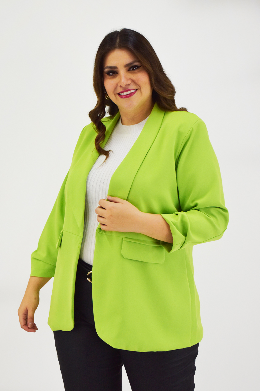 Blazer manga 3/4 Roman Fashion /Tallas Extras, 12255 (Verde limón) 