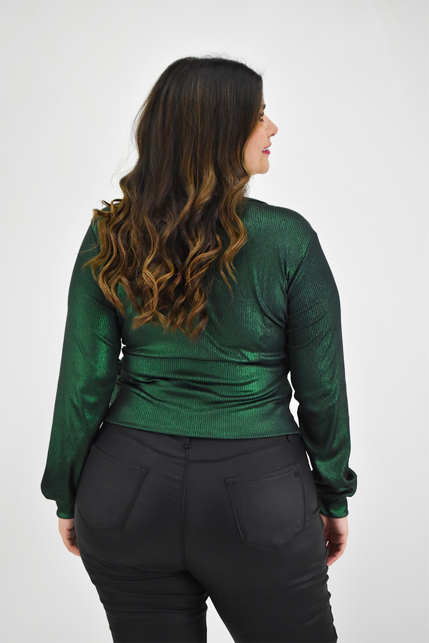 Blusa escote cruzado Roman Fashion /Tallas Extras, 11758 (Verde botella) 