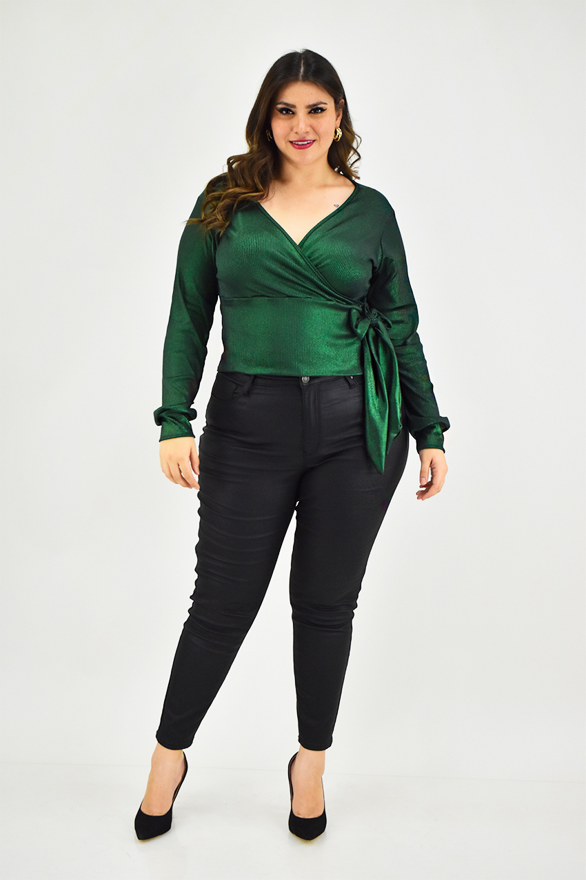 Blusa escote cruzado Roman Fashion /Tallas Extras, 11758 (Verde botella) 