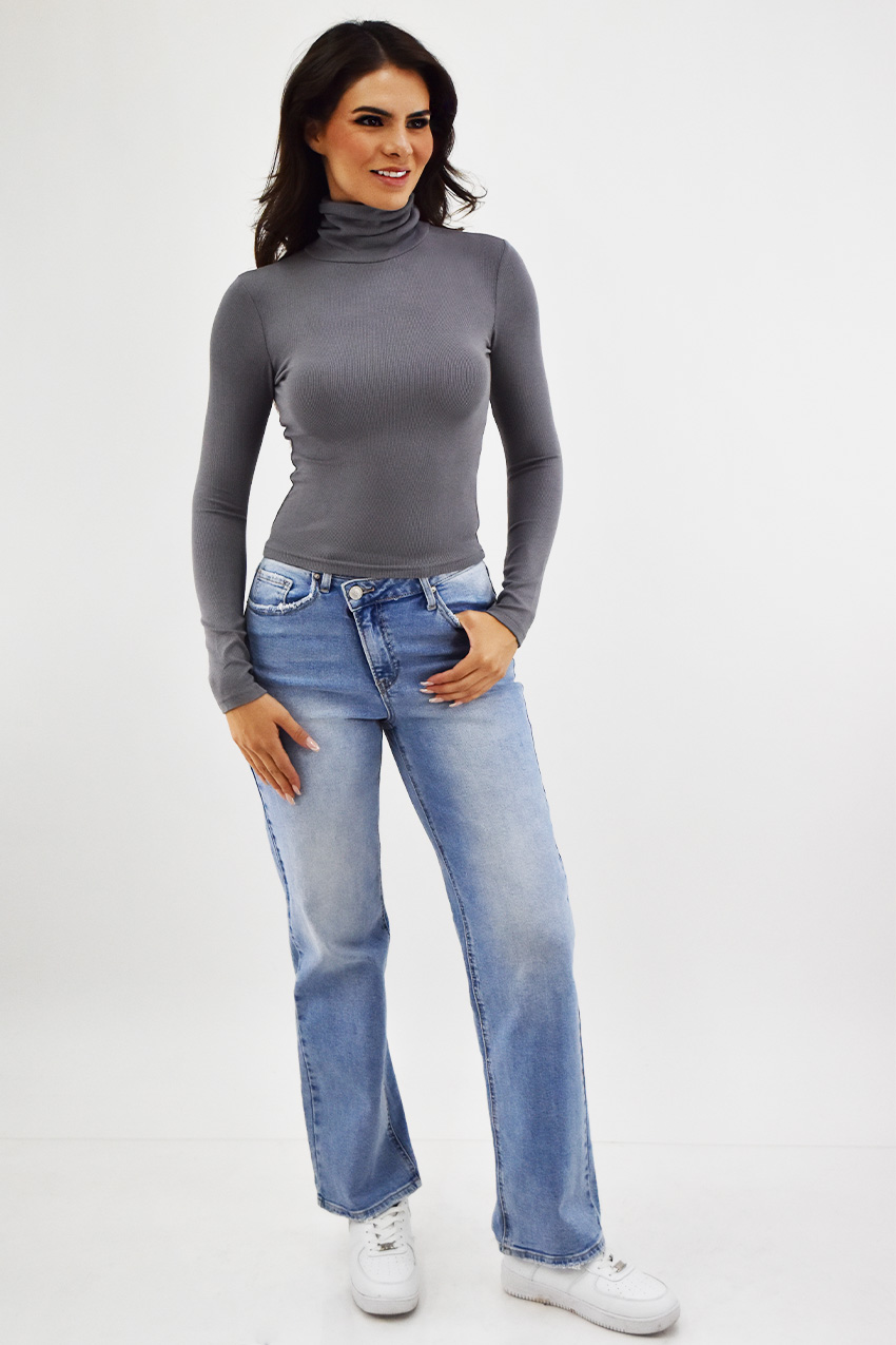 Blusa cuello de tortuga /Juvenil, 0055 (Gris) 