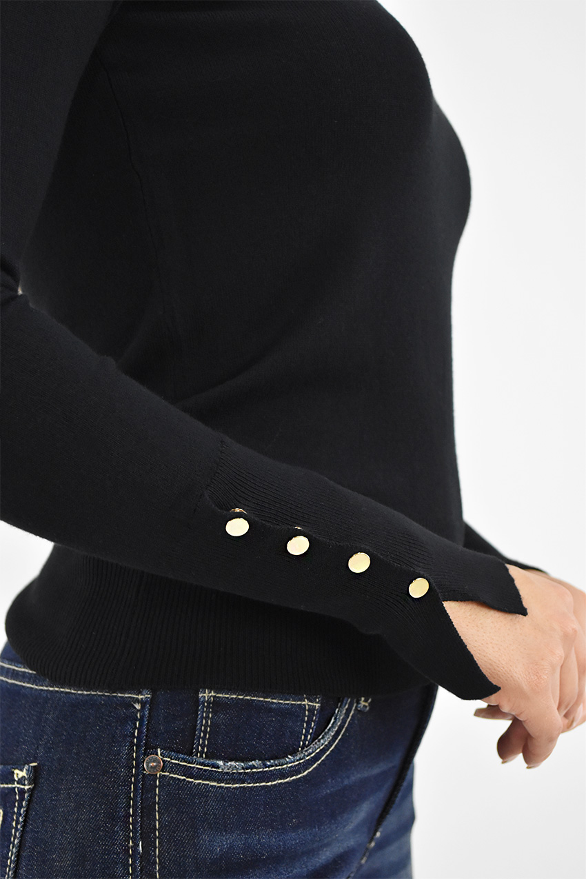 Sueter básico detalle de boton /Juvenil, 0104 (Negro) 