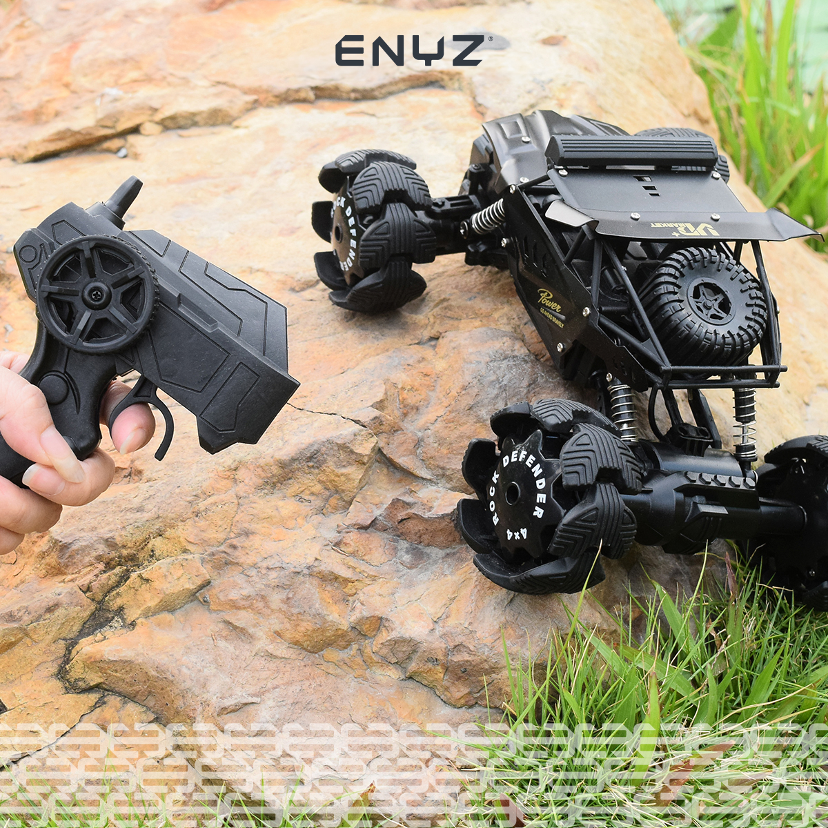 Carro a control remoto buggy con llanta expandible tanque jeep camioneta RC de metal 4x4 10 km h