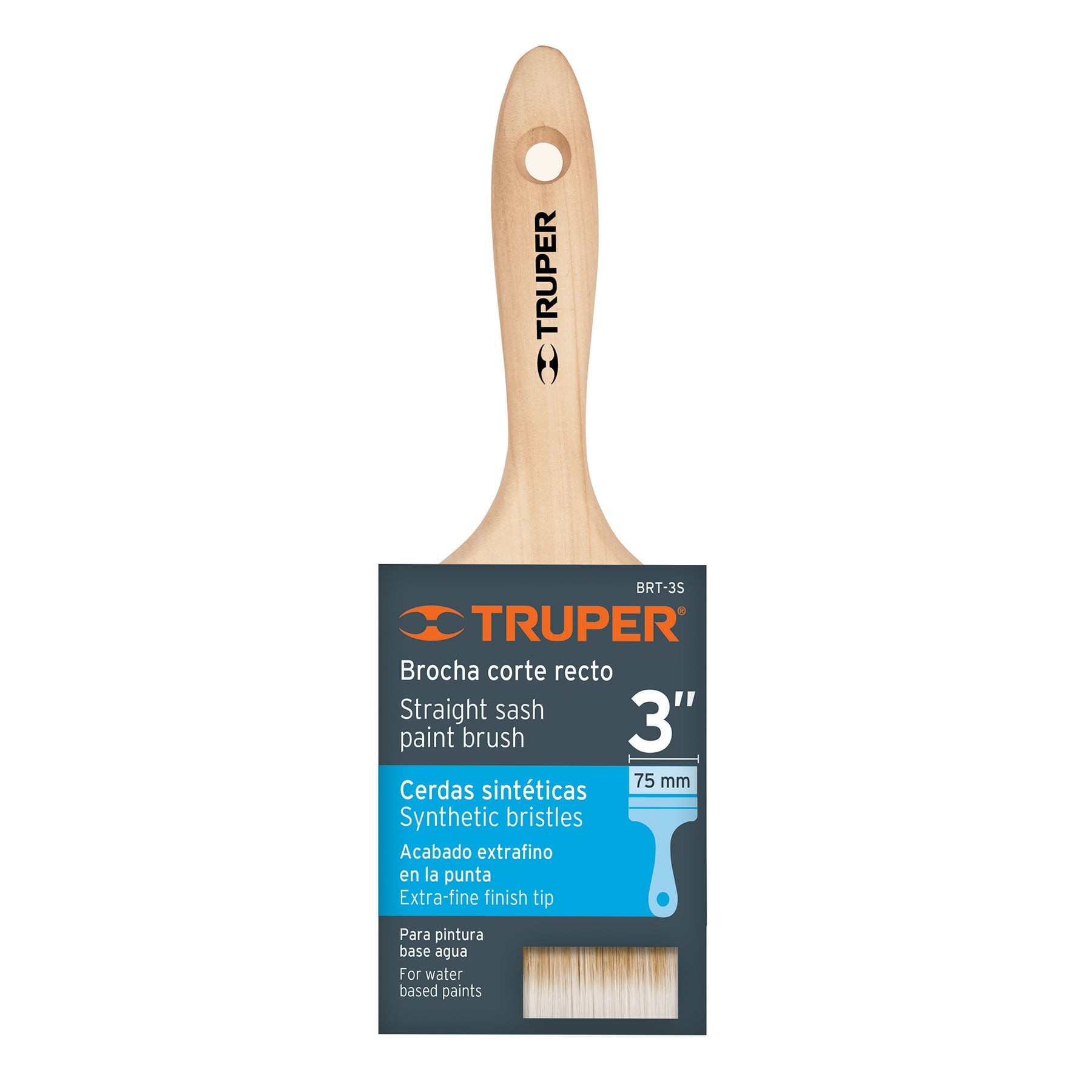 BROCHA CERDAS SINTÉTICAS 3" CORTE RECTO, MANGO DE MADERA TRUPER 13346