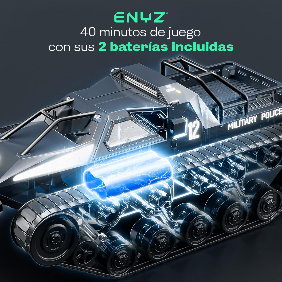 Carro de Control Remoto Tanque Guerra 4X4 RC Camioneta Todo Terreno Militar 15Km h Buggy RC SG 1203  RC con batería adicional.