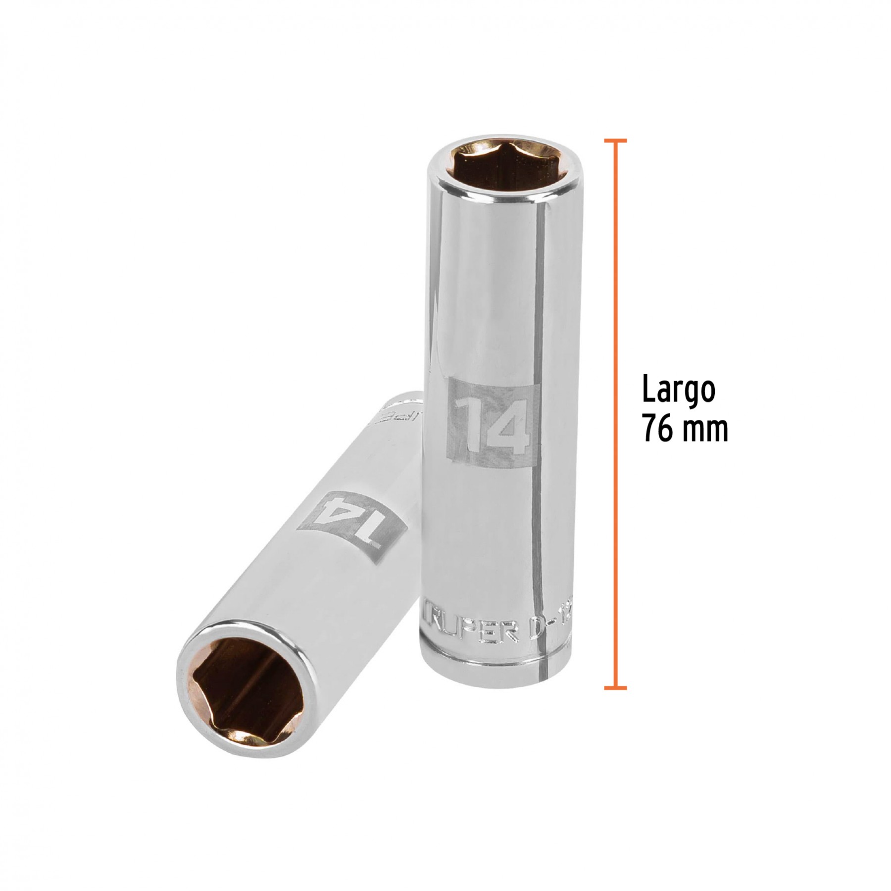 DADO LARGO DE 14 MM, 6 PUNTAS, CUADRO 1/2", TRUPER 13354