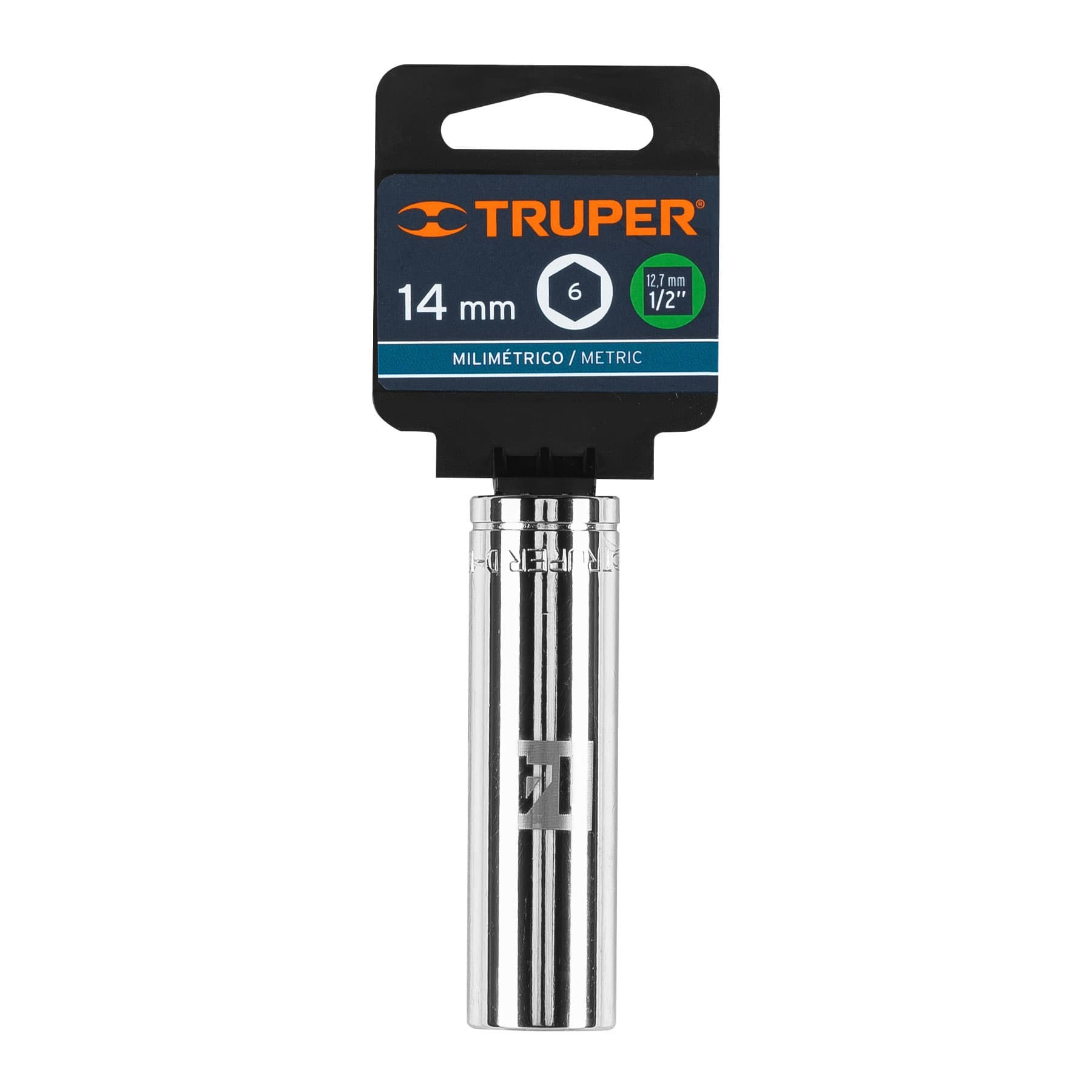 DADO LARGO DE 14 MM, 6 PUNTAS, CUADRO 1/2", TRUPER 13354