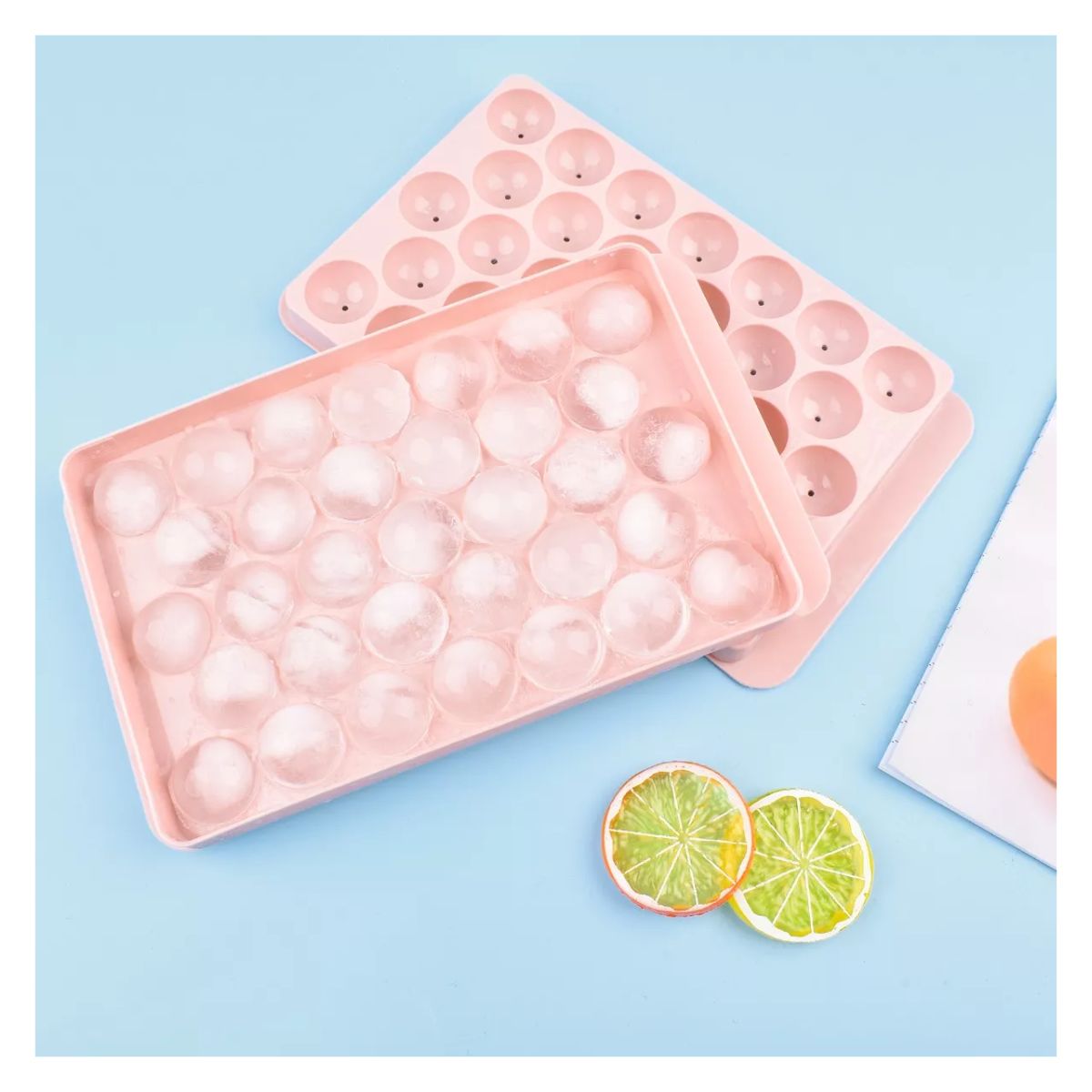 Molde Charola Bandeja para Hielos de Esfera 3d Cocina Bar Bebidas Rosa