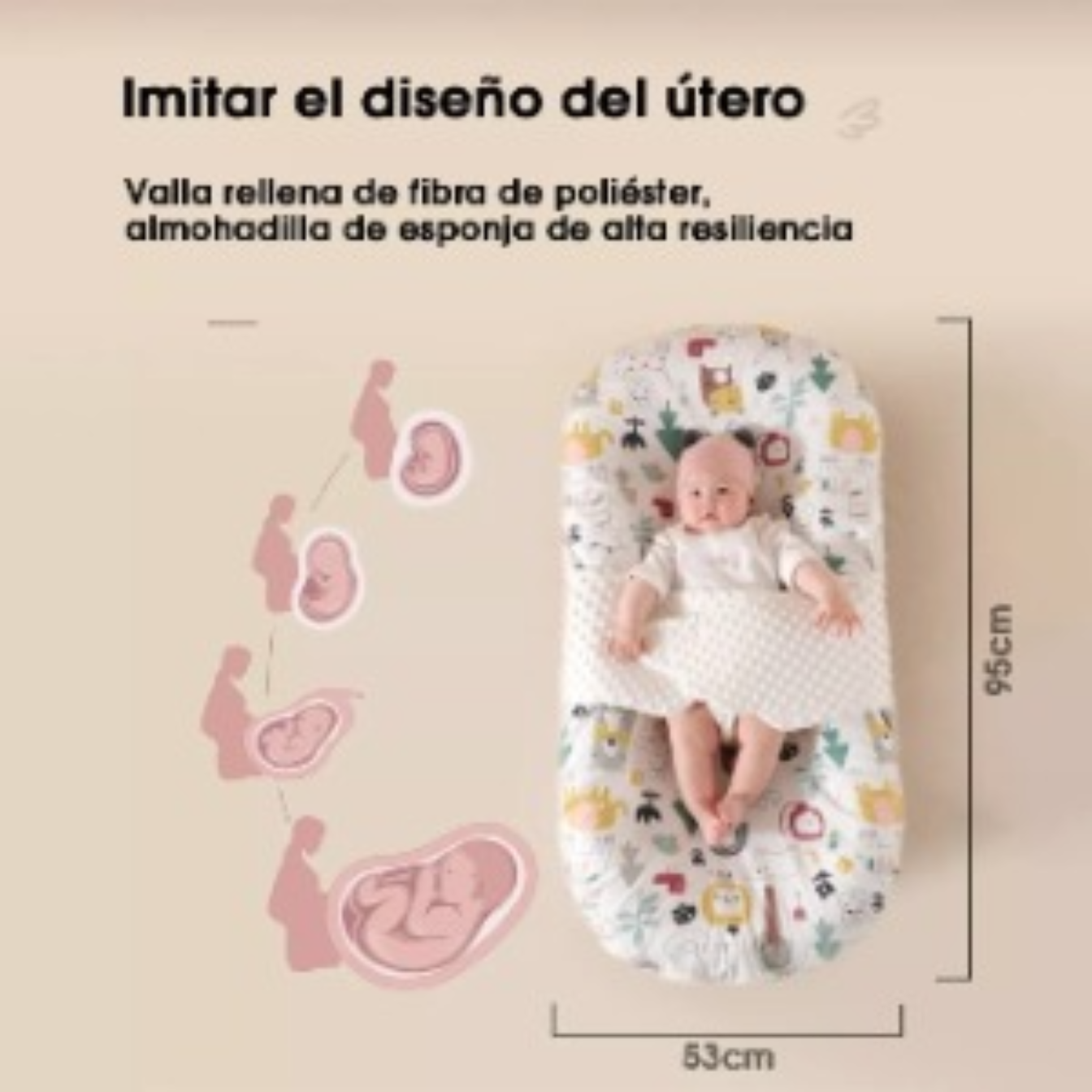 Cuna Colecho Portátil De Látex Natural Para Bebé Doble Vista