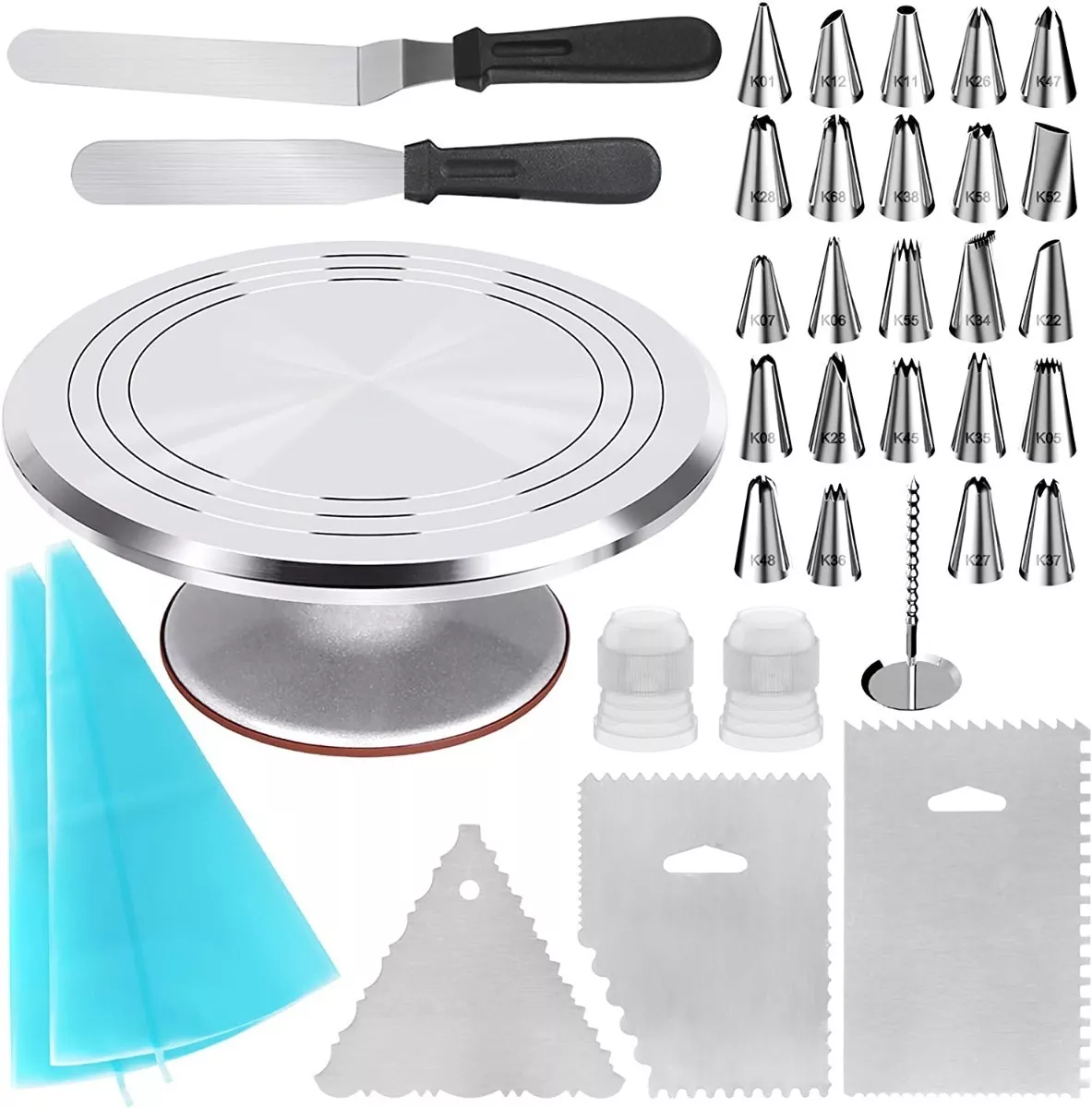 Set Base Giratoria Metálica P/decoración Pastel Duyas Espátu