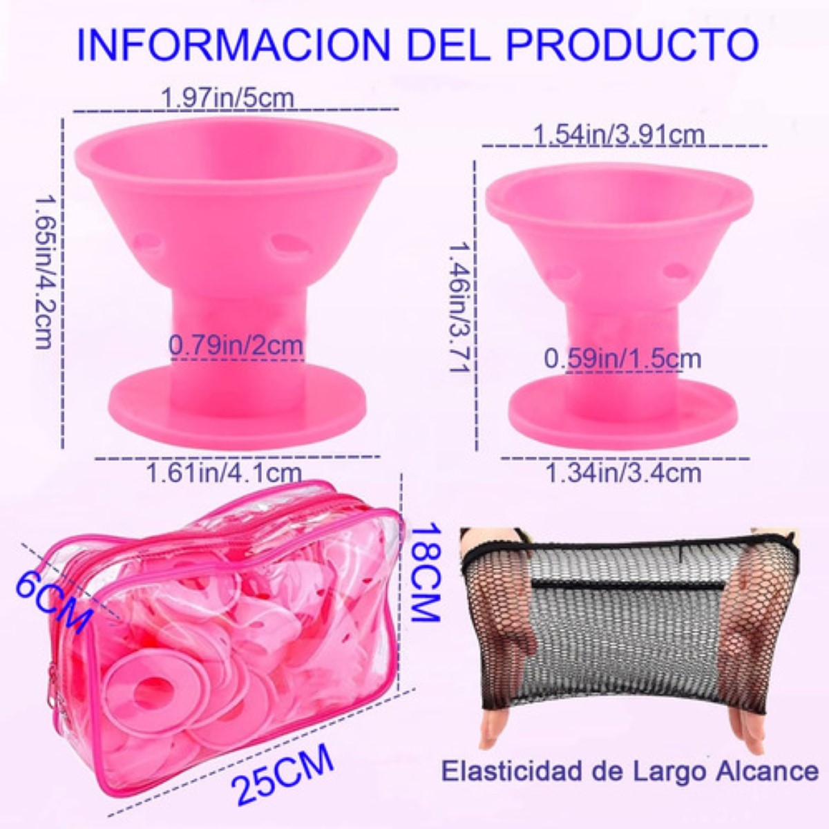 Rulos De Pelo Mágicos Rizadores De Silicona 80 Pzs, Rosa