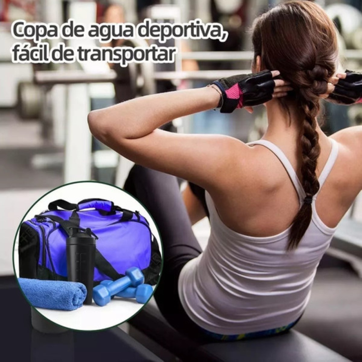 Vaso Shaker Acero Inoxidable Gym, Color Negro