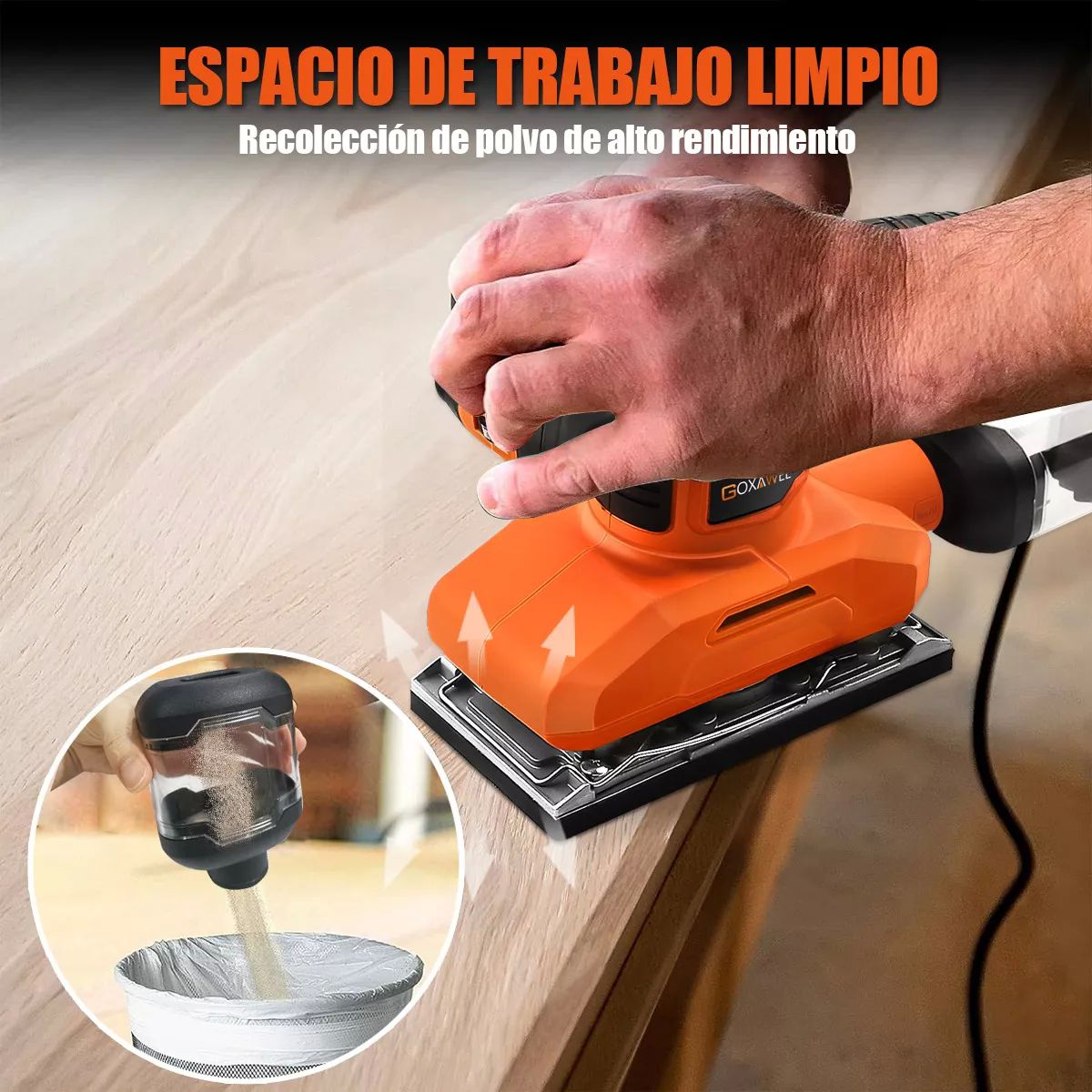 Lijadora Roto Orbital De Madera Goxawee 560w 90*187mm 