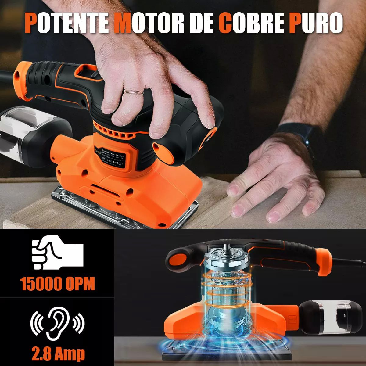 Lijadora Roto Orbital De Madera Goxawee 560w 90*187mm 
