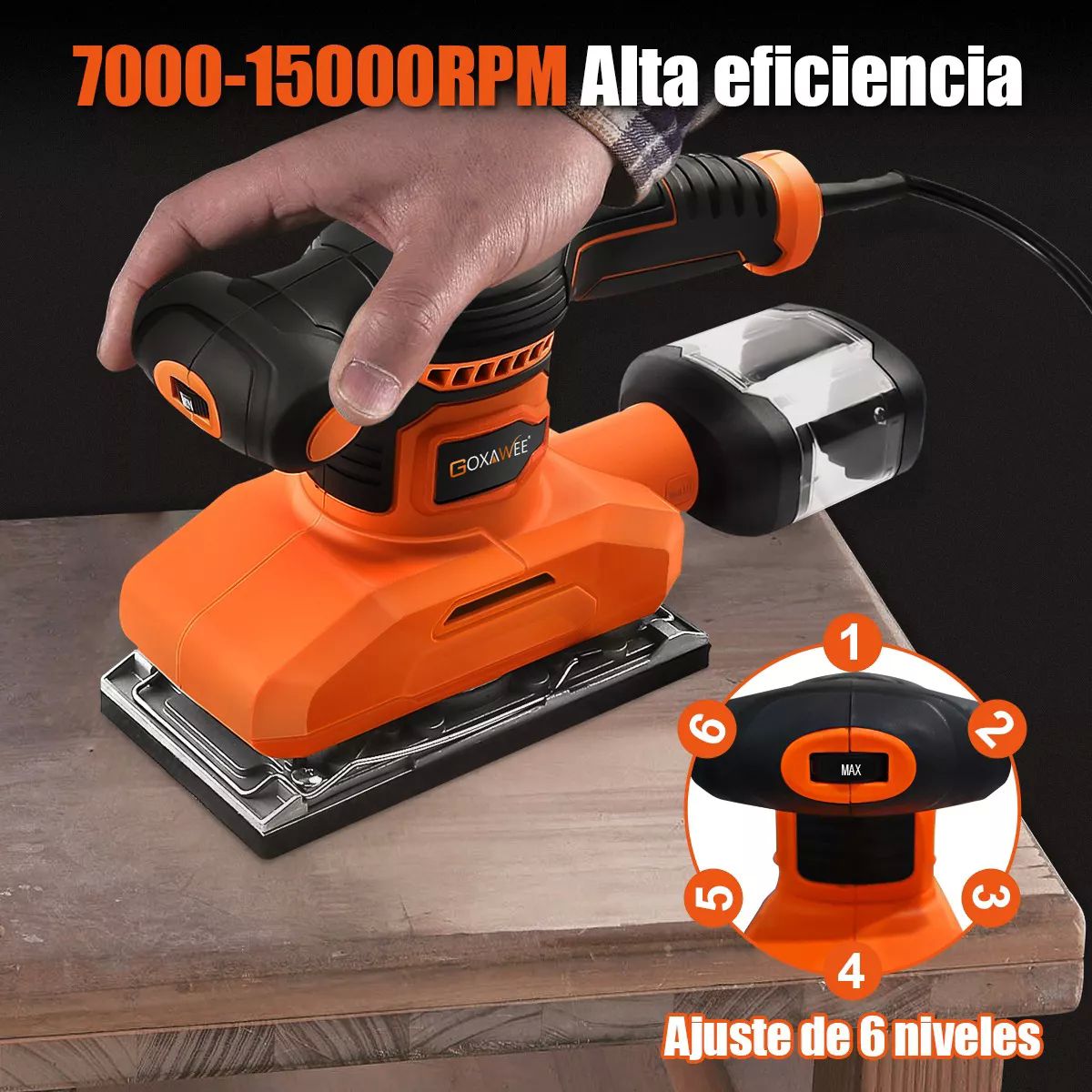 Lijadora Roto Orbital De Madera Goxawee 560w 90*187mm 