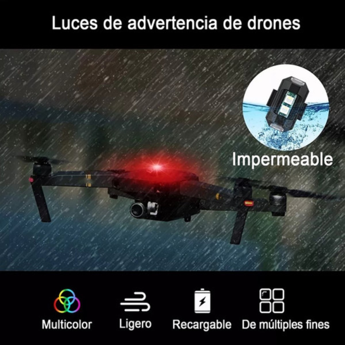 Mini Luz Led Estroboscópica Para Moto Dron,10 Pzs Negro