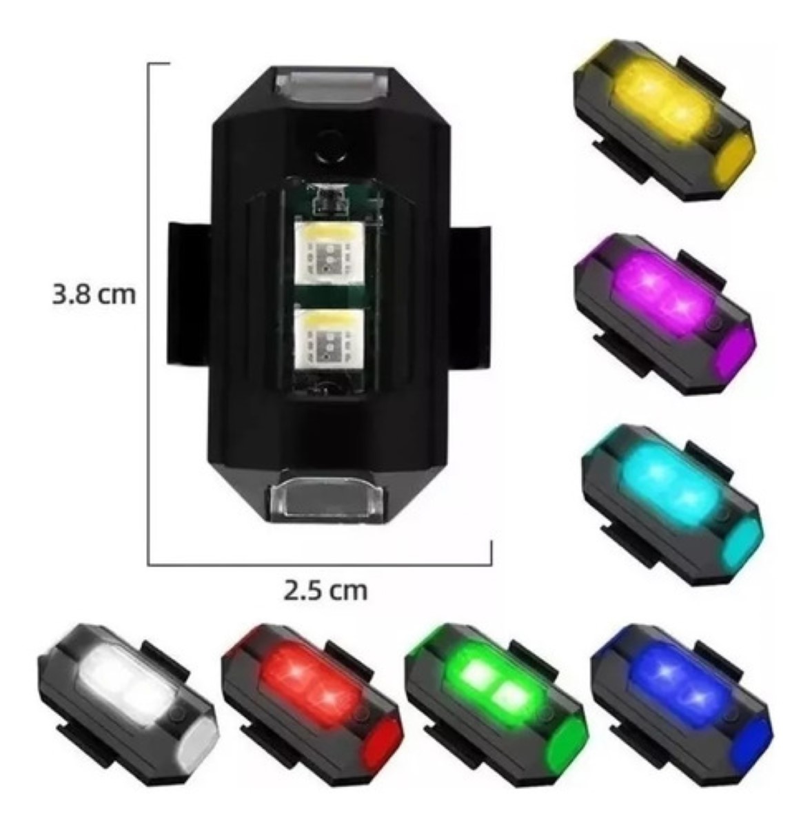 Mini Luz Led Estroboscópica Para Moto Dron,10 Pzs Negro