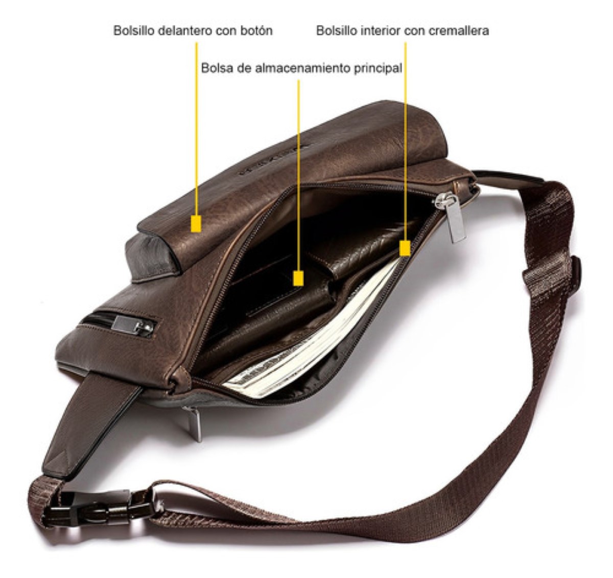 Riñonera Deportiva Informal Para Hombre Marrón oscuro