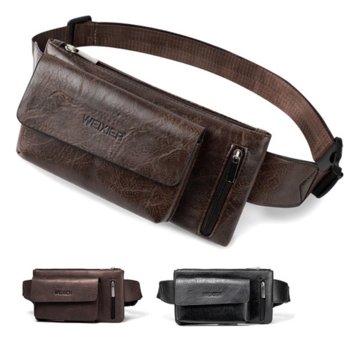 Riñonera Deportiva Informal Para Hombre Marrón oscuro