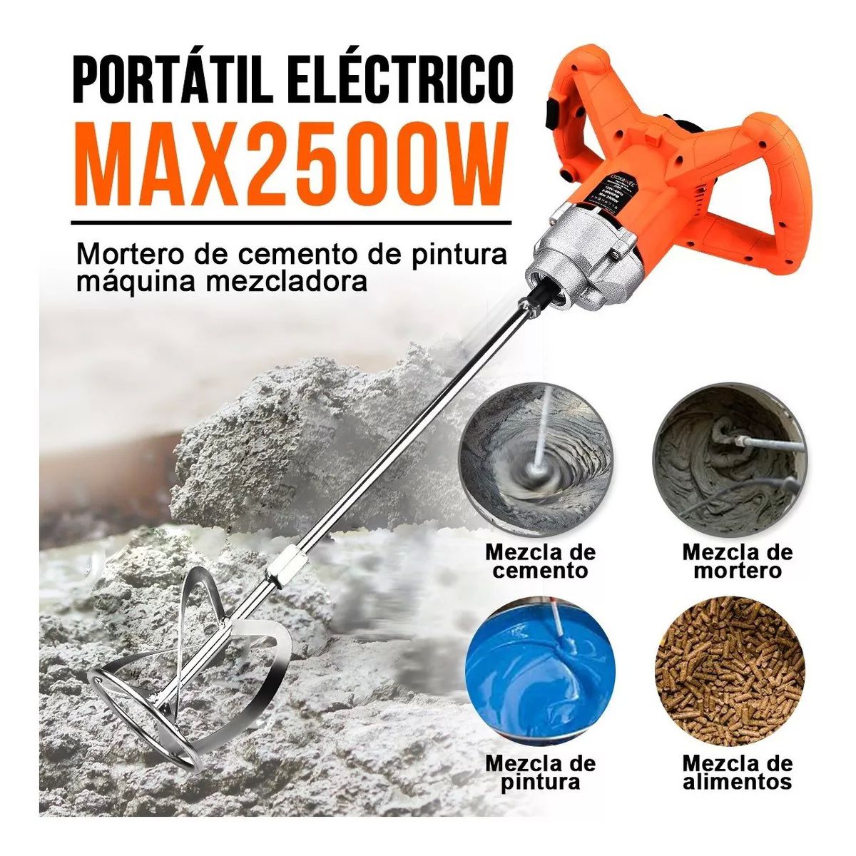 Mezcladora Eléctrica De Cemento/pintura Goxawee 6 Velocidades