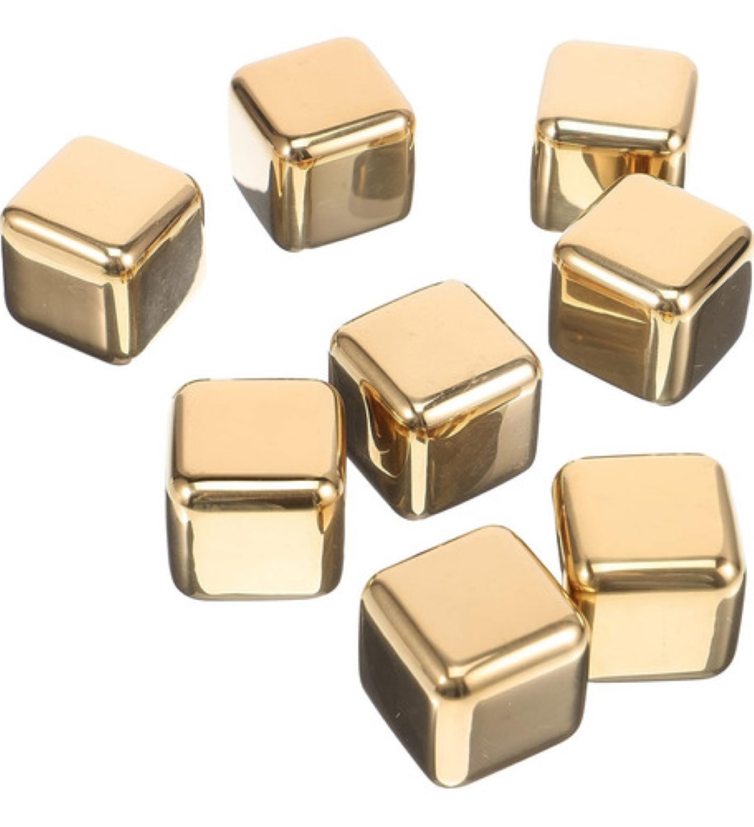 Cubos De Hielo Acero Inoxidable 8 Pzs, Hielos Reutilizables Dorado
