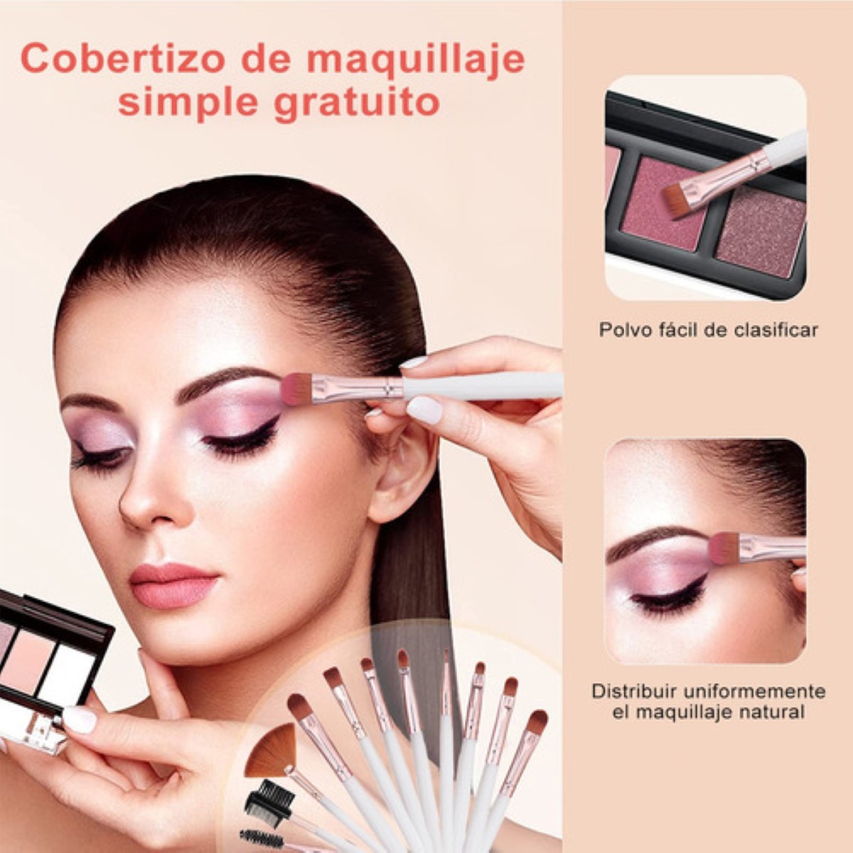 Kit De Brochas De Maquillaje Profesional, 25 Piezas Blanco