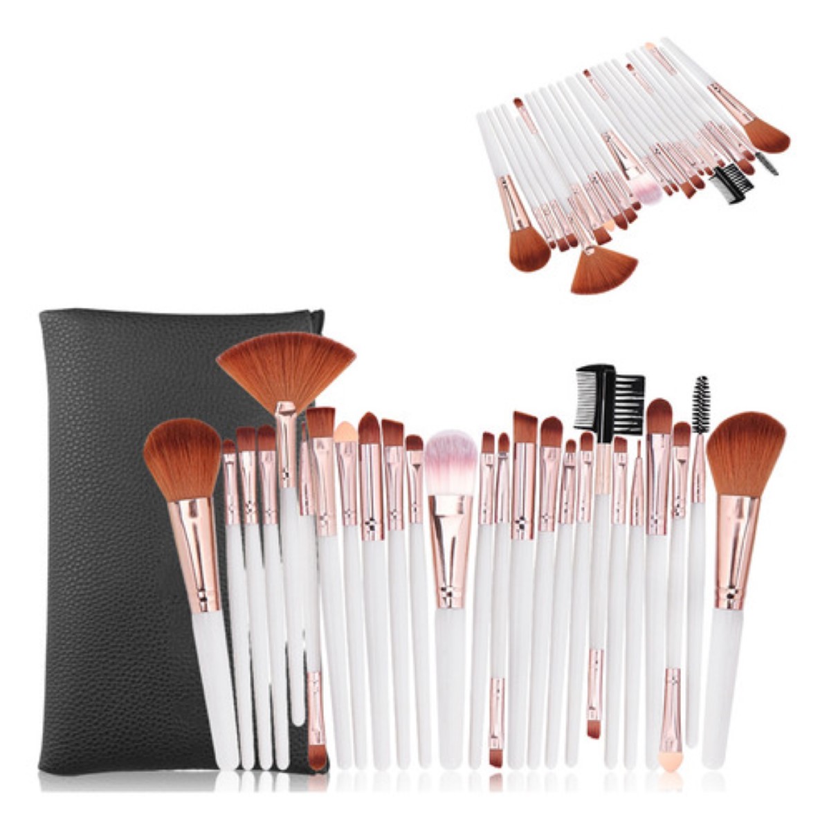 Kit De Brochas De Maquillaje Profesional, 25 Piezas Blanco